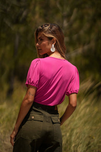 T-shirt in cotone con maniche elasticizzate