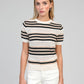 Maglione a righe girocollo in maglia fine