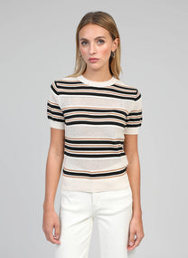 Maglione a righe girocollo in maglia fine
