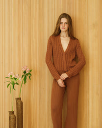 Cardigan a trecce in cotone pregiato