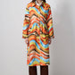 Trench coat in cotone con cintura e stampa astratta Colorwave