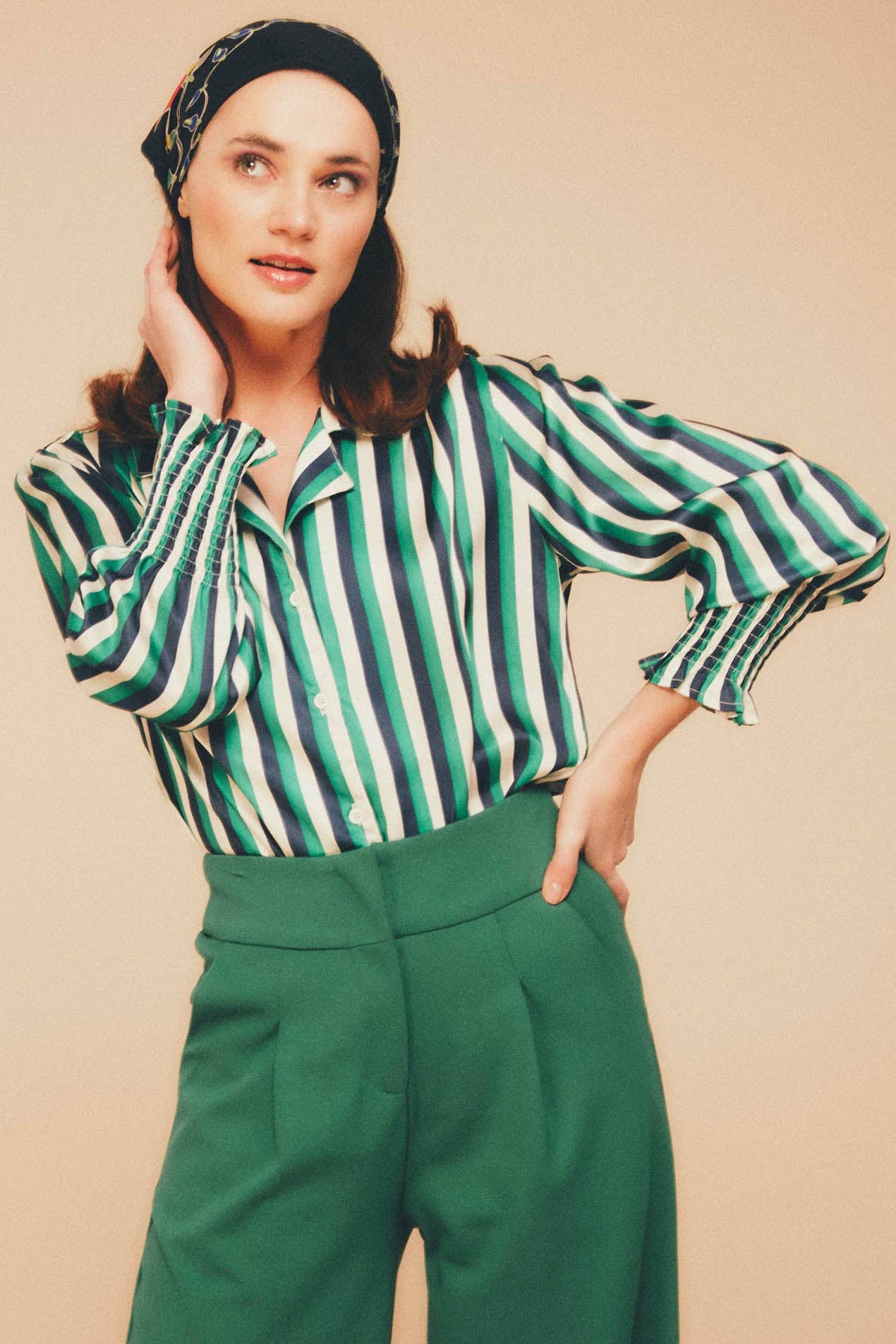 Camicia a righe Pluton con collo smoking