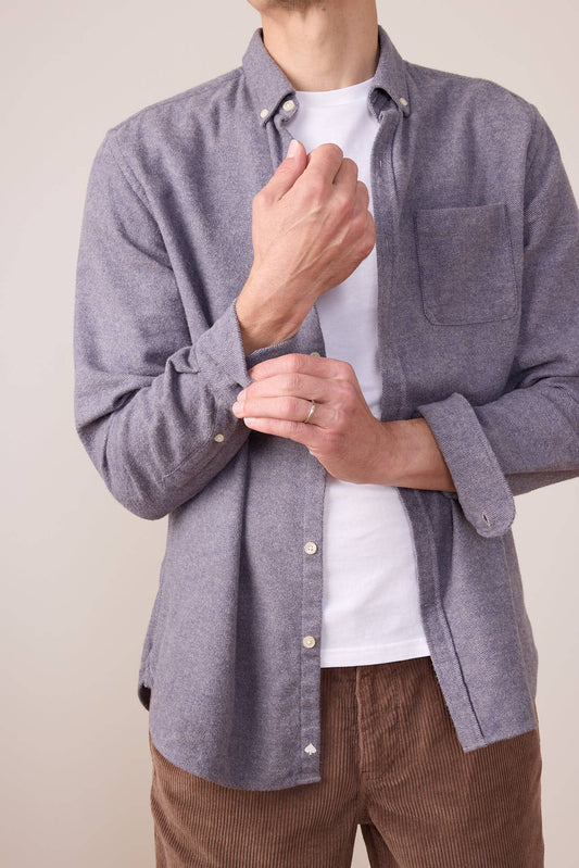 Camicia in flanella Java blu tinta unita