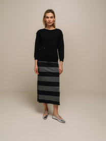 Maglione donna in maglia con tasche applicate