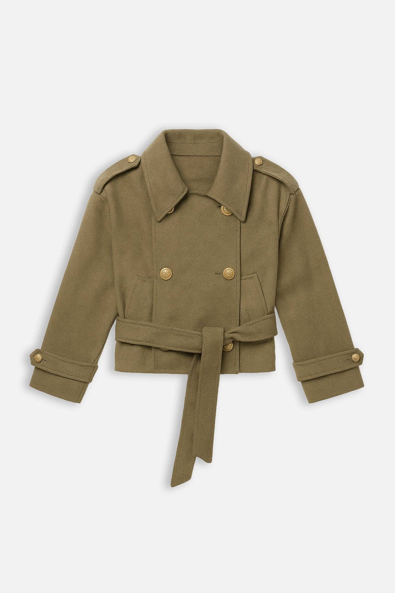Cappotto corto doppiopetto con cintura