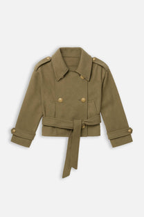 Cappotto corto doppiopetto con cintura