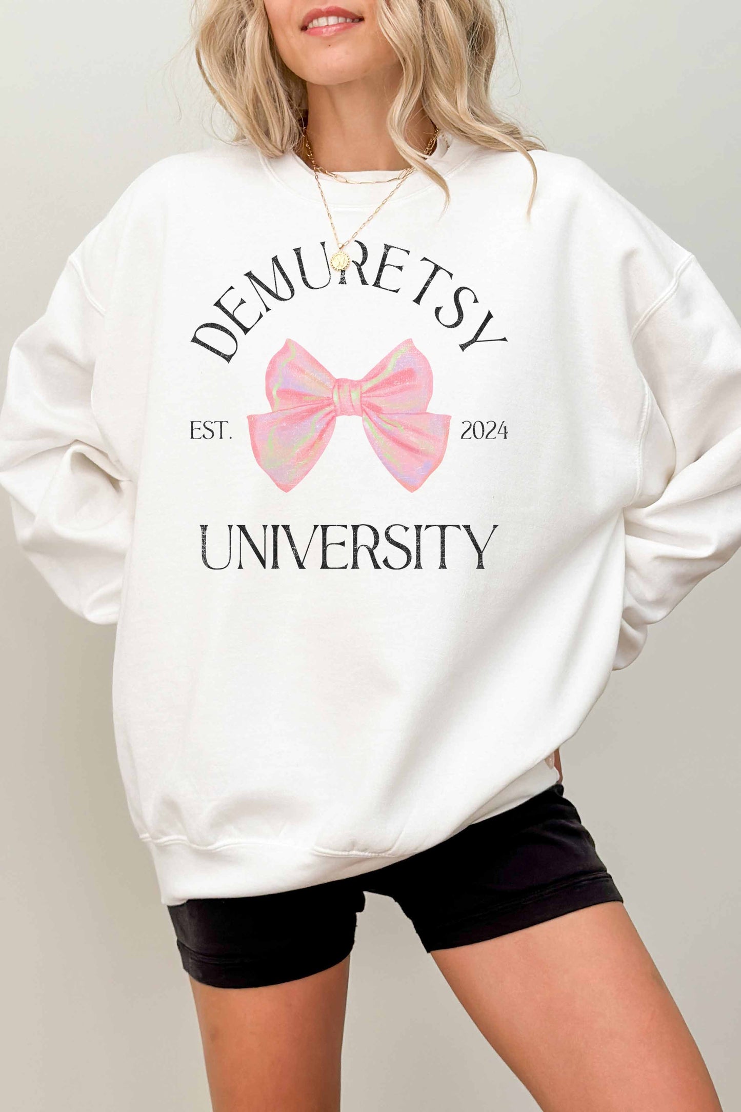 Felpa oversize grafica Demuretsy University