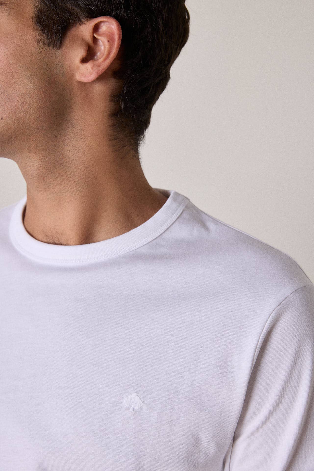 T-shirt uomo a maniche lunghe in cotone biologico Bastien bianca