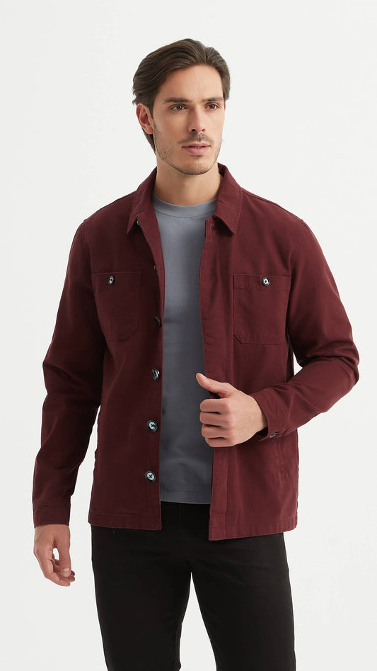 Giacca overshirt chic bordeaux in cotone