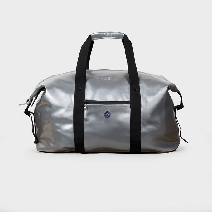 Borsa da viaggio duffle argento metallizzata