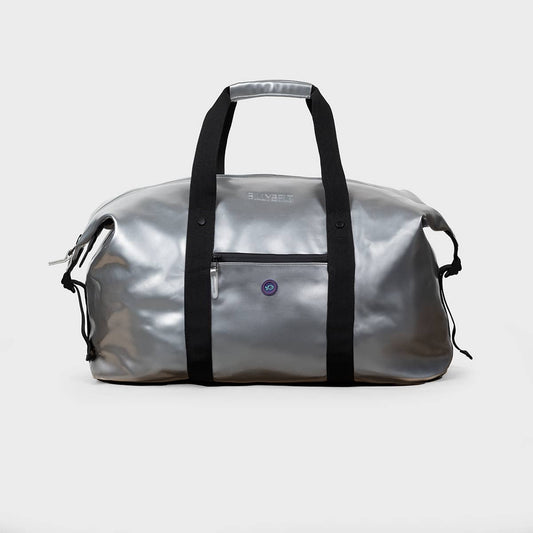 Borsa da viaggio duffle argento metallizzata
