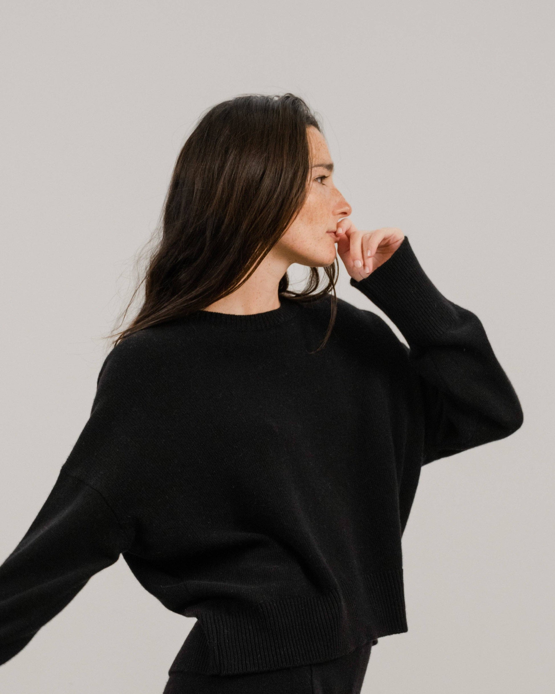 Maglione girocollo rilassato in misto cashmere