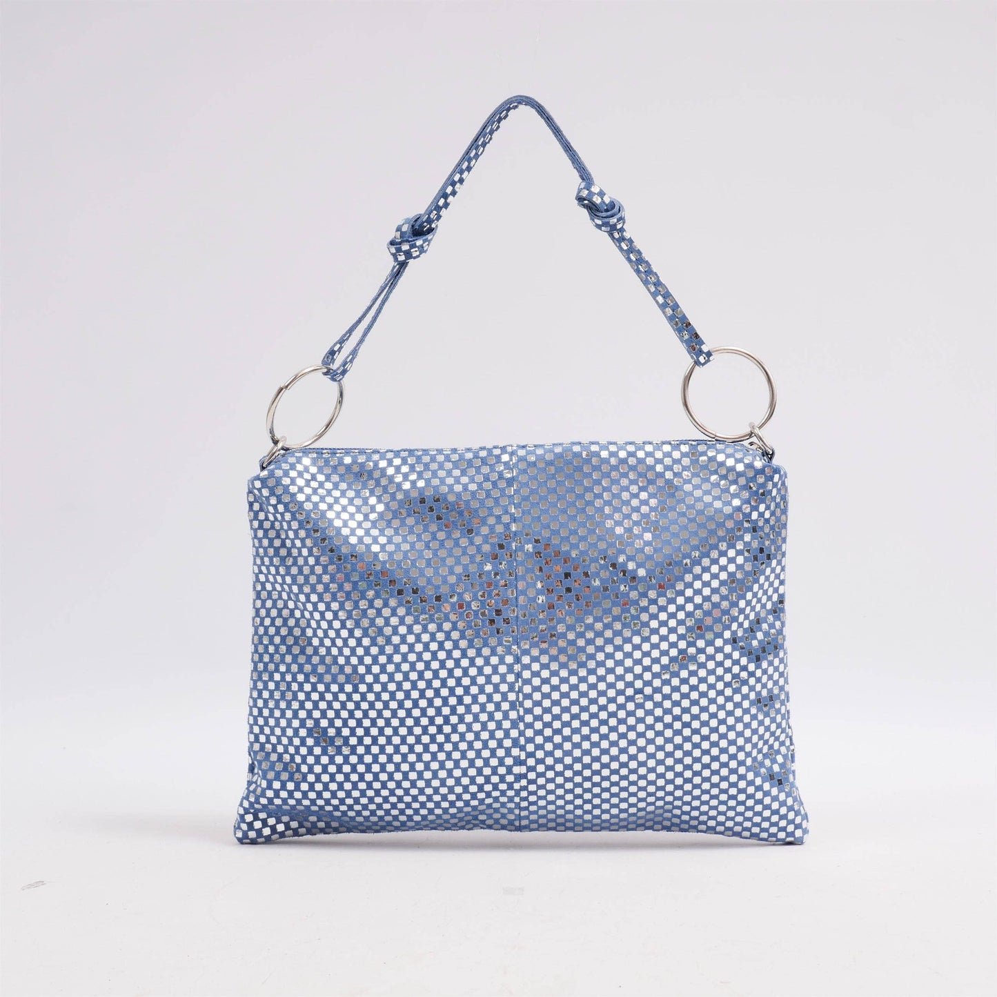 Borsa in camoscio con floccatura argentata