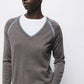 Maglione bicolore a maglia con scollo a V