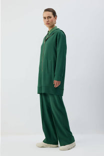 Giacca lunga con cappuccio e zip