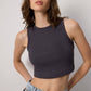 Top crop a coste in cotone antracite