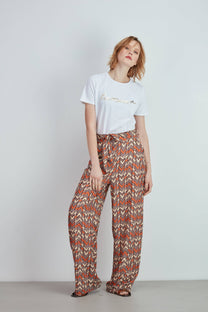 Pantaloni palazzo stampati a zig-zag