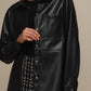 Camicia oversize in ecopelle nera da donna