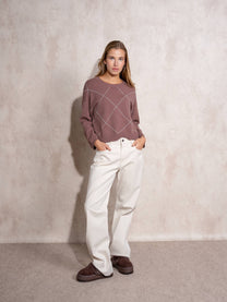 Maglione in maglia con motivo a rombi