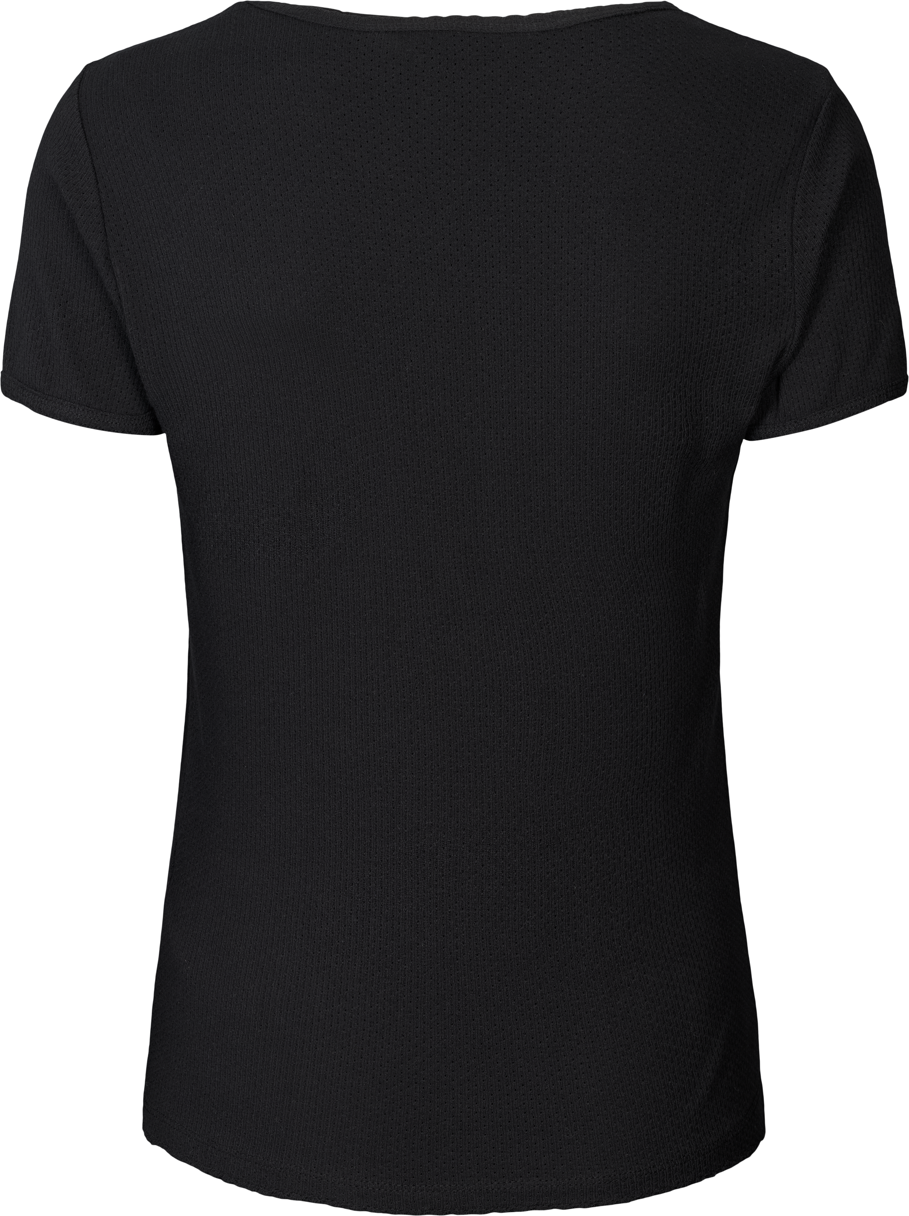 T-shirt Chrisstine in cotone biologico nero con dettagli in pizzo
