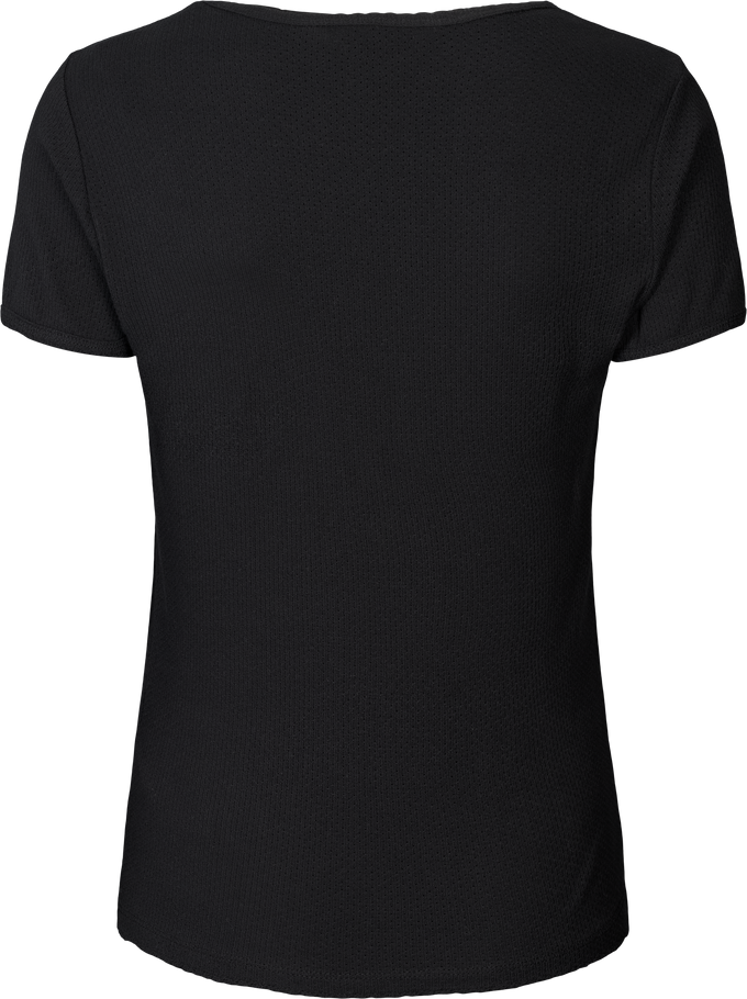 T-shirt Chrisstine in cotone biologico nero con dettagli in pizzo