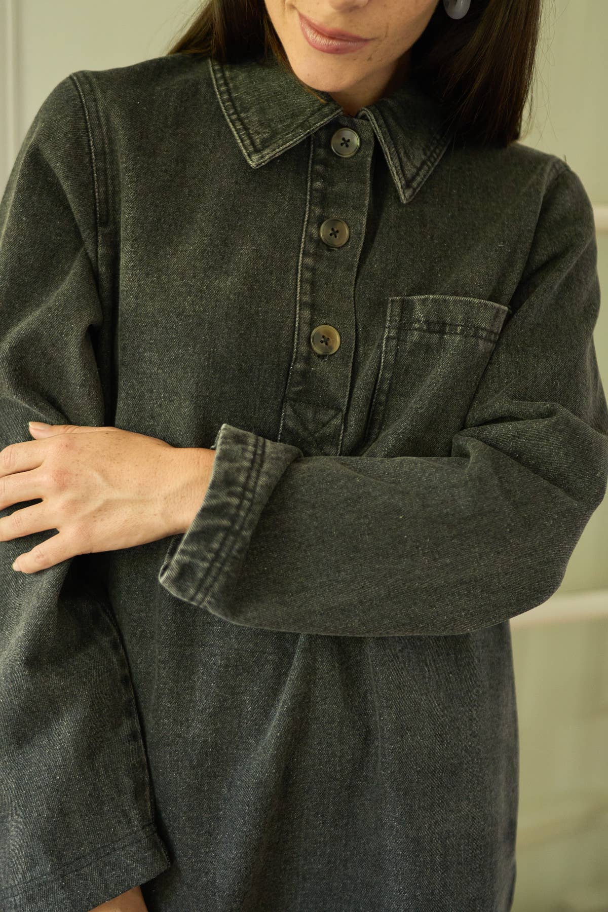 Abito chemisier in denim Diego a maniche lunghe