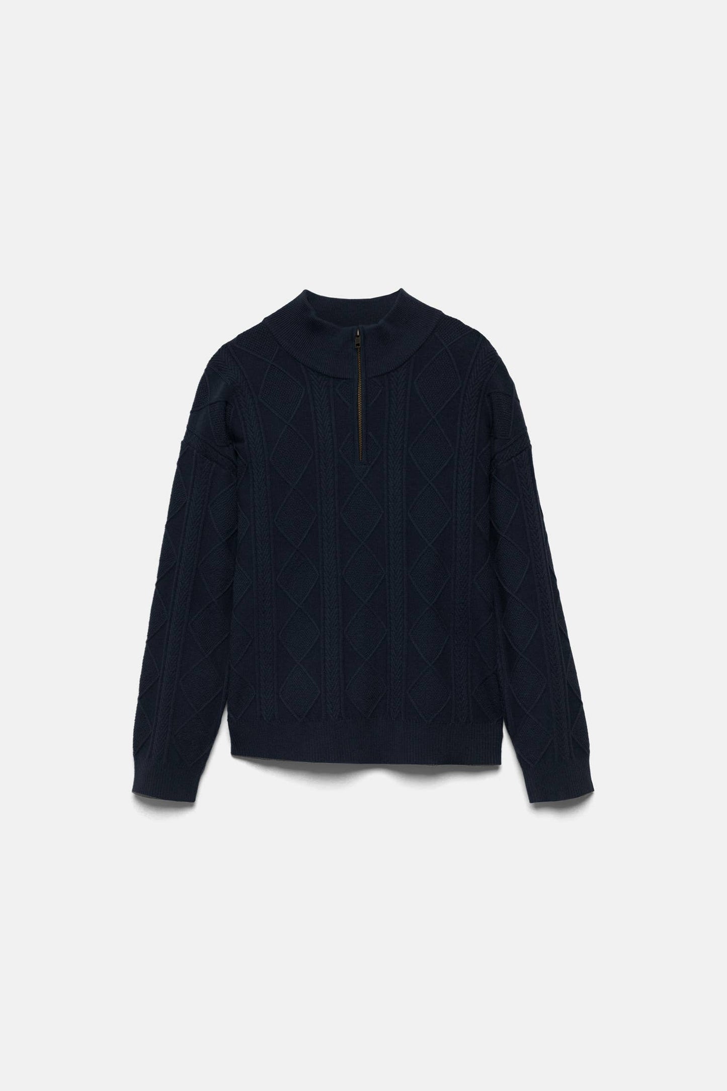 Maglione a maglia strutturata con collo zip
