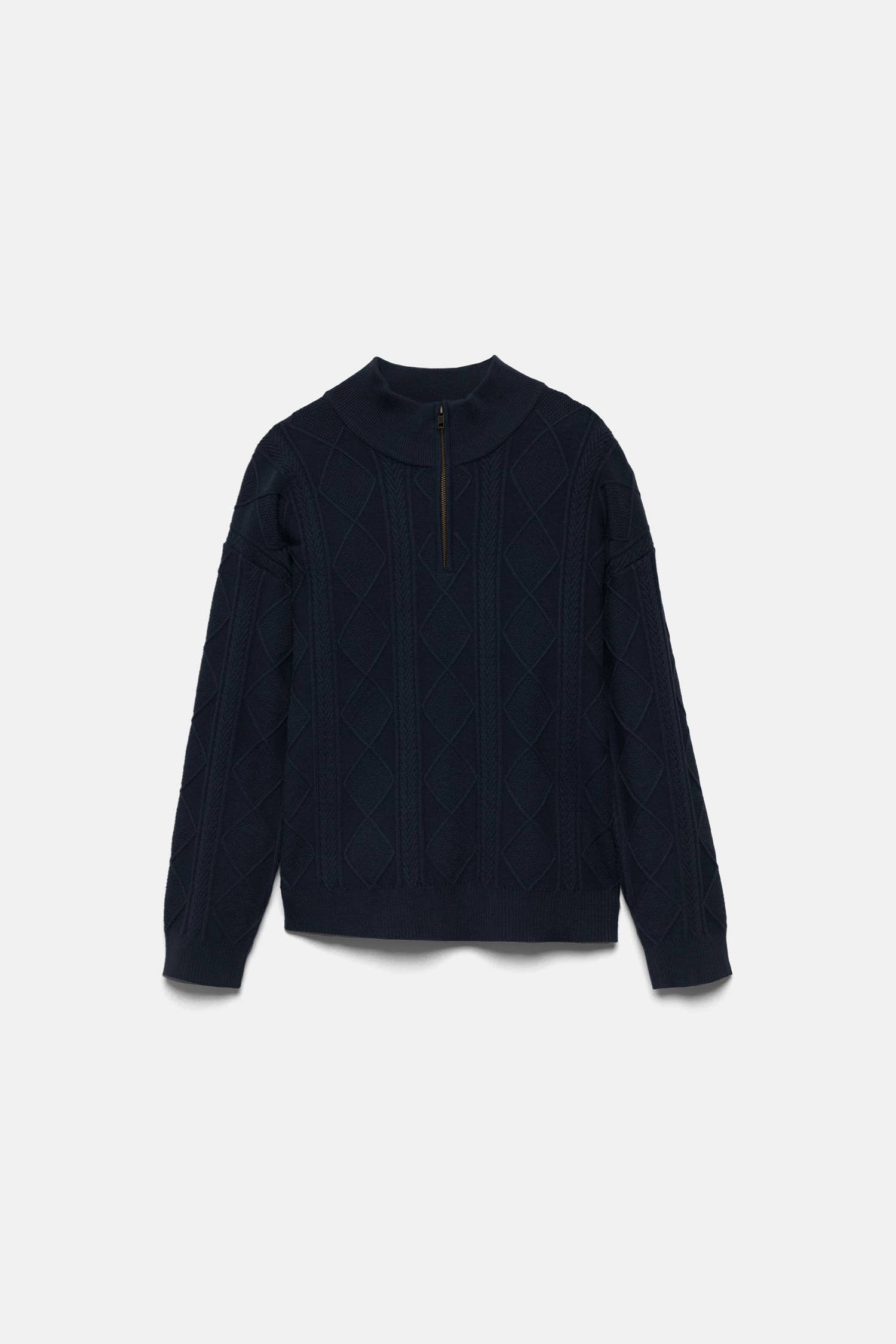 Maglione a maglia strutturata con collo zip