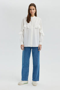 Camicia in popeline con balze