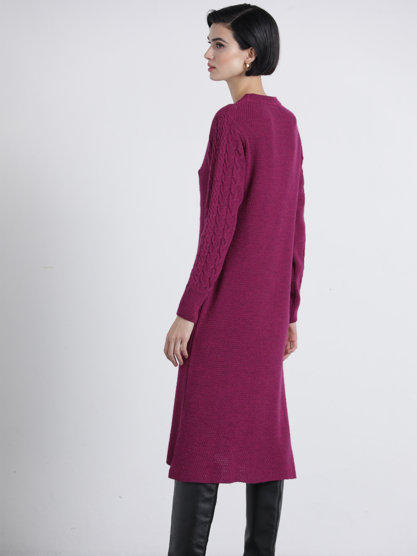 Abito midi in maglia a trecce