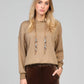 Felpa hoodie Anika cammello con coulisse gioiello