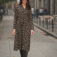 Abito midi animalier in viscosa con cintura