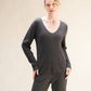Maglia a coste con scollo a V in misto cashmere