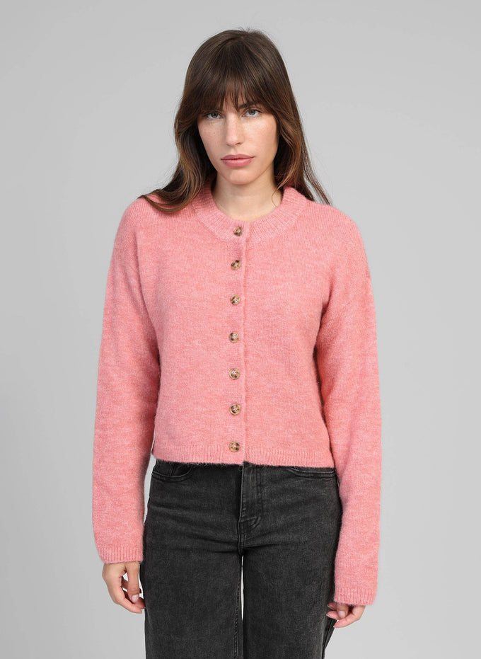 Cardigan corto Letiana rosa in maglia