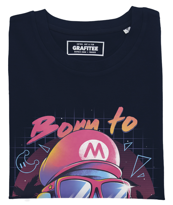 T-shirt unisex Born to Rock Mario Bros blu navy
