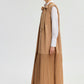 Abito maxi plissettato con collo annodato beige