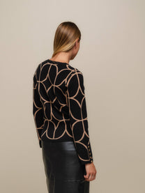 Giacca jacquard con zip e tasche decorative
