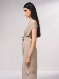 Gilet lungo in rete metallica con cintura