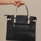 Borsa a mano in ecopelle con dettagli metallici