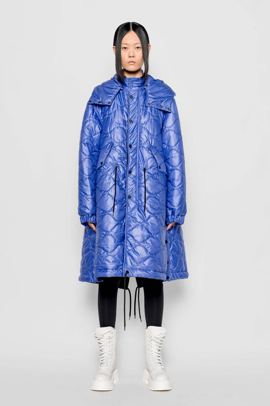 Parka oversize viola con cappuccio staccabile