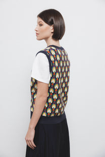 Gilet in maglia jacquard multicolor