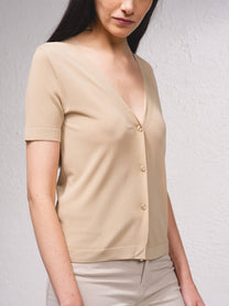 Cardigan in maglia fine con scollo a V e maniche corte