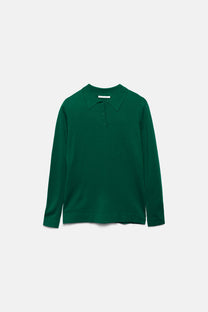 Polo in maglia a maniche lunghe tinta unita