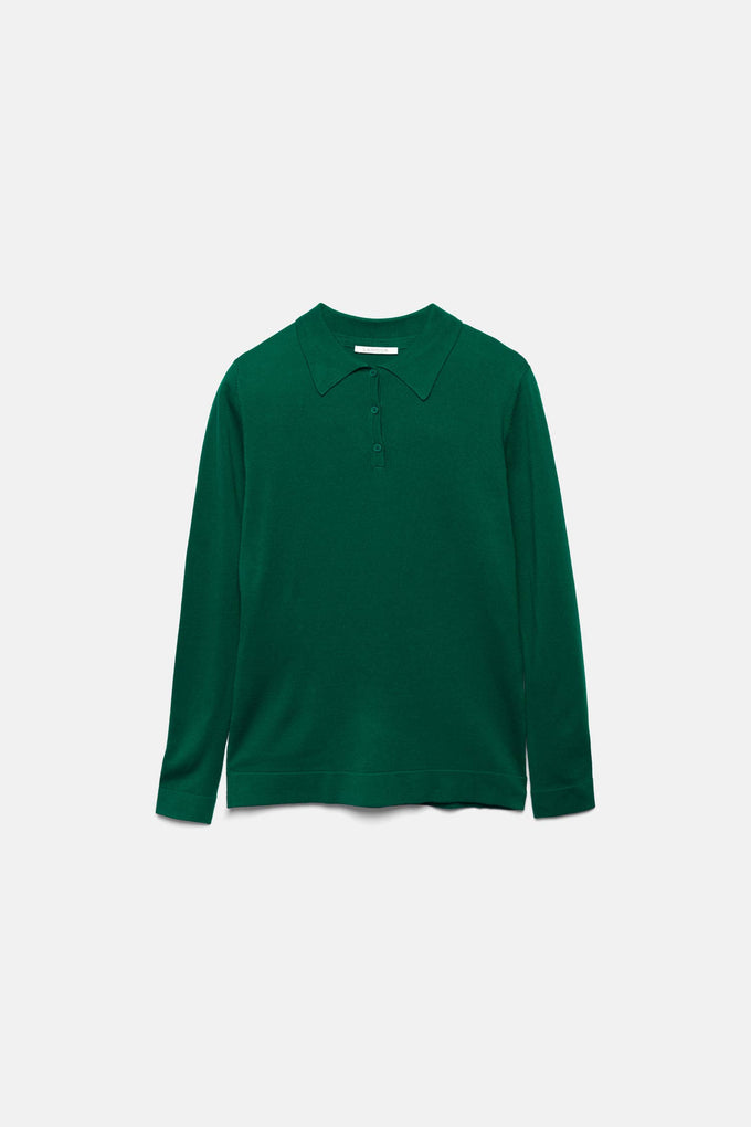 Polo in maglia a maniche lunghe tinta unita