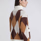 Cardigan corto effetto pelliccia jacquard a rombi