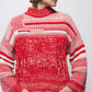 Maglione oversize in maglia strutturata rosso e bianco