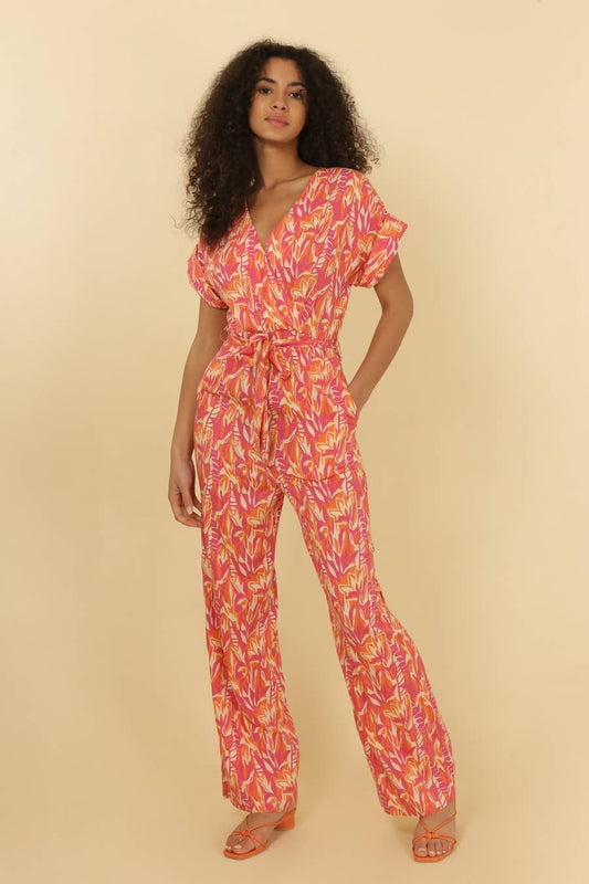 Tuta jumpsuit Clementine con stampa tropicale