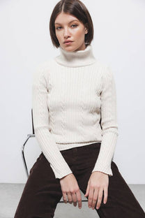Maglione a maglia strutturata con collo alto