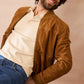 Giacca Mac in pelle scamosciata color caramello
