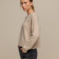 Maglione crop da donna in maglia morbida girocollo